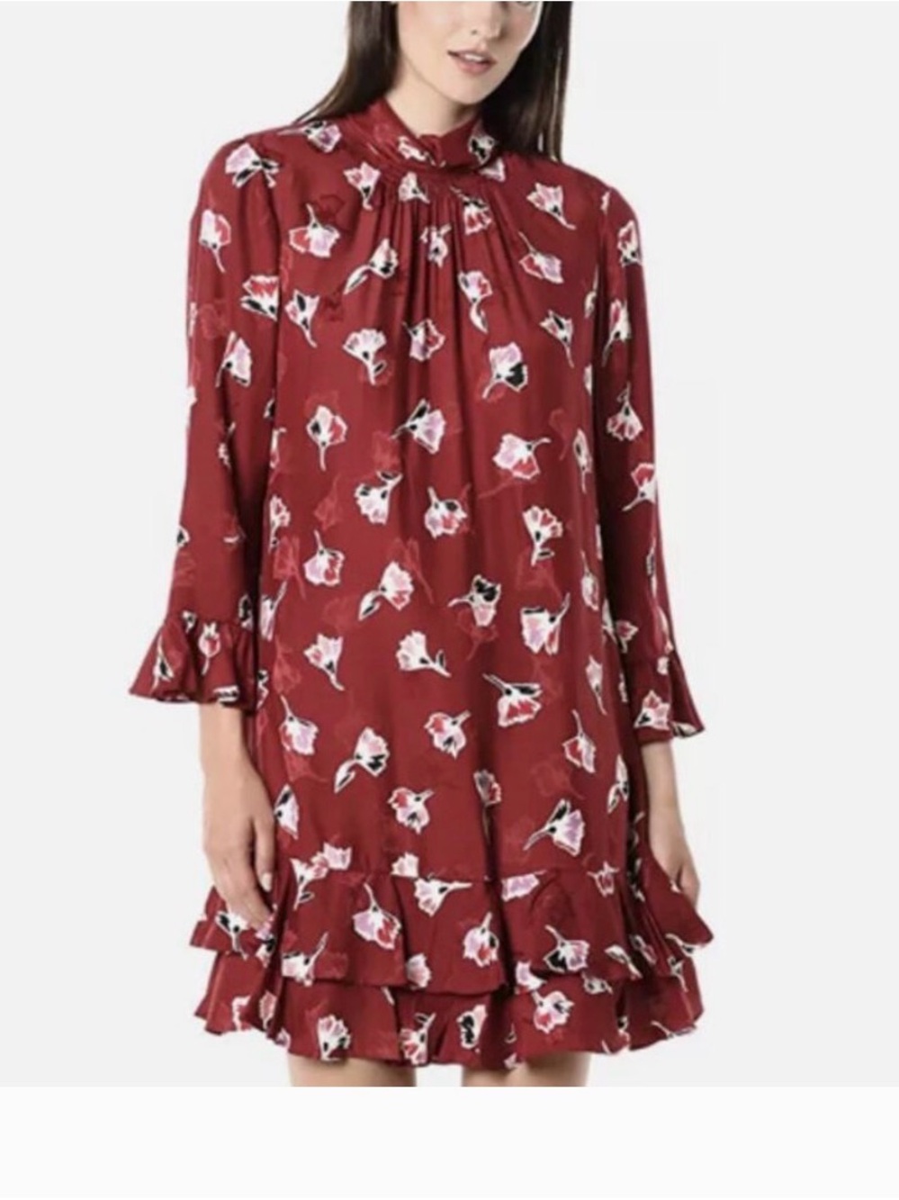 Rebecca Taylor Burgundy Floral Mini Dress